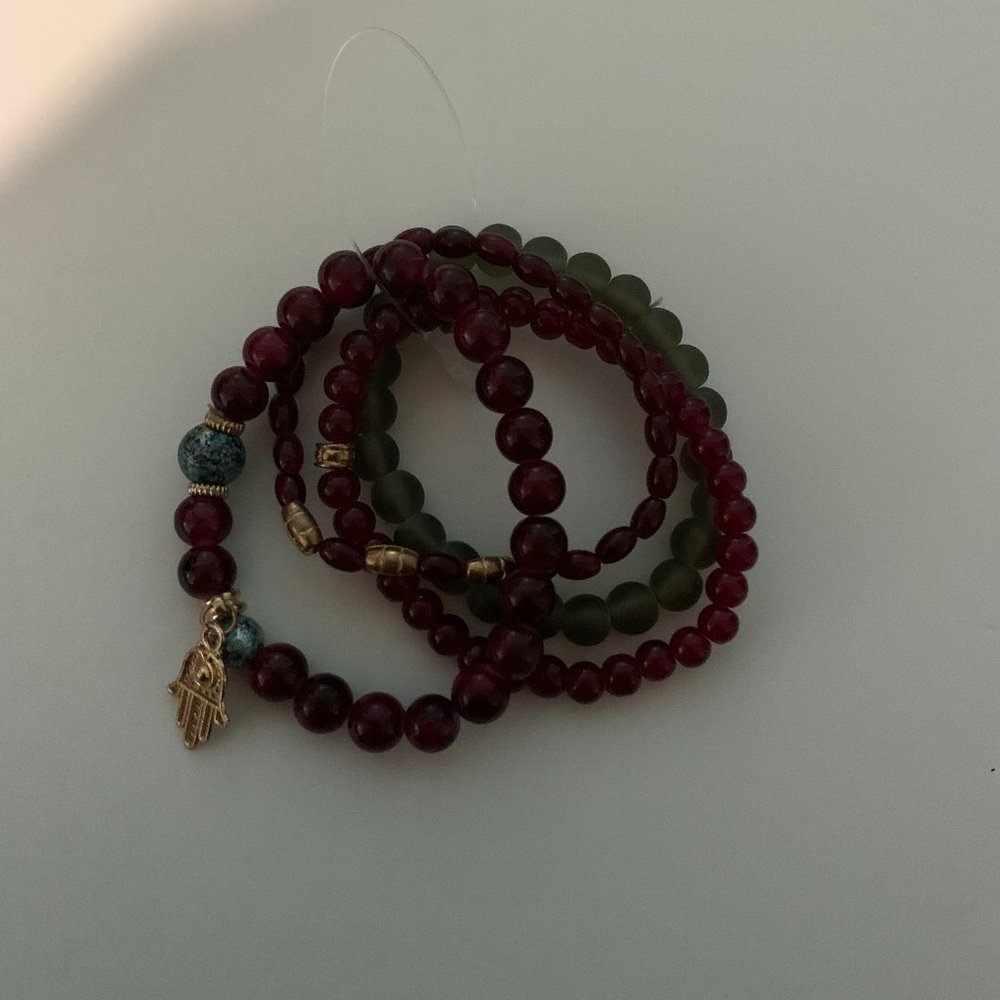 Multilayered Stretch Hamsa Bracelet Set Multicolor Fashion Jewelry